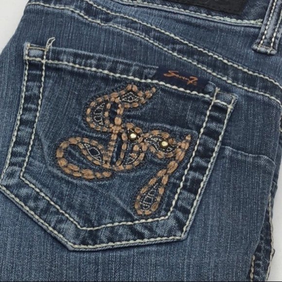 VINTAGE SEVEN7 SKINNY JEANS 29x29 EMBROIDERED POCKETS ❤️ - Picture 3 of 12